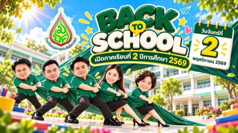 สื่อประชาสัมพันธ์เปิดภาคเรียนที่ 2 ปีการศึกษา 2569 โรงเรียนแม่สายประสิทธิ์ศาสตร์ วันที่ 2 พฤศจิกายน 2569